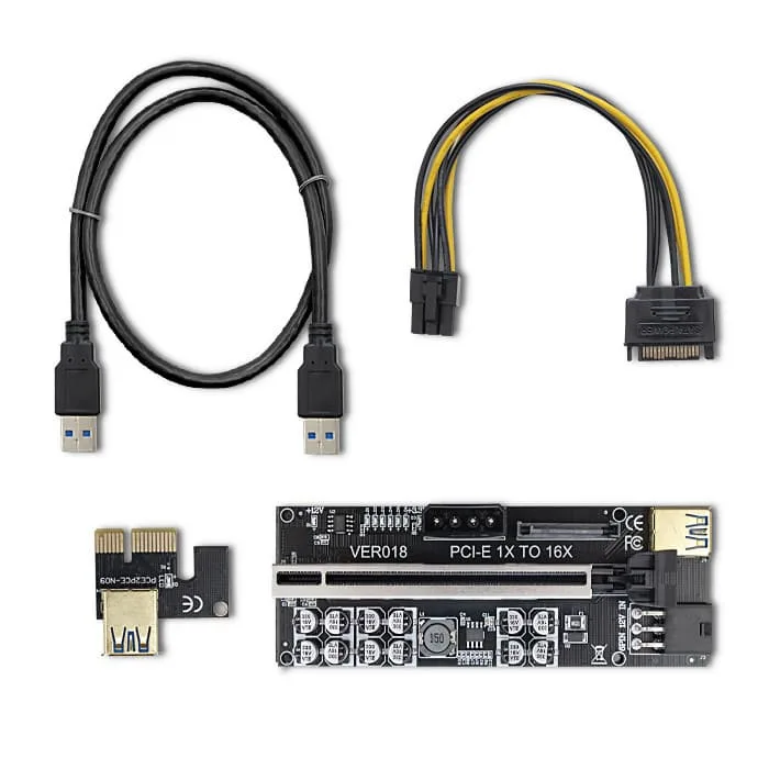 Qoltec Riser PCI-E 1x till 16x, USB 3.0