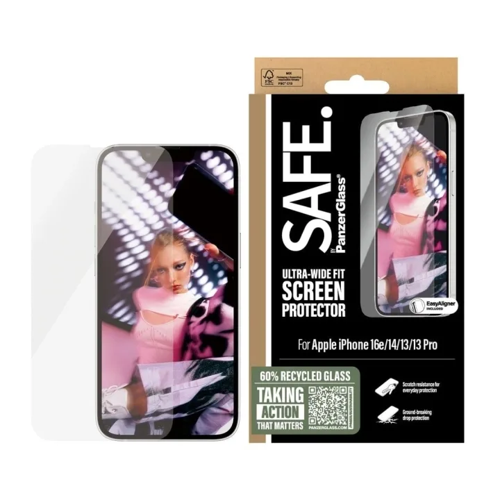 PanzerGlass SAFE. skärmskydd till iPhone 16e, 14, 13 och 13 Pro