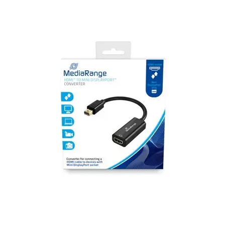 MediaRange Mini DisplayPort till HDMI-kabel, 10 Gbit/s, 15 cm, svart