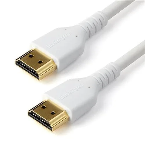 StarTech.com 2,0 m smal HDMI-kabel, flexibel premiumcertifierad HDMI 2.0-kabel med Ethernet, UHD 4K 60 Hz HDR10, hållbar aramidfiberdesign med TPE-mantel, vit