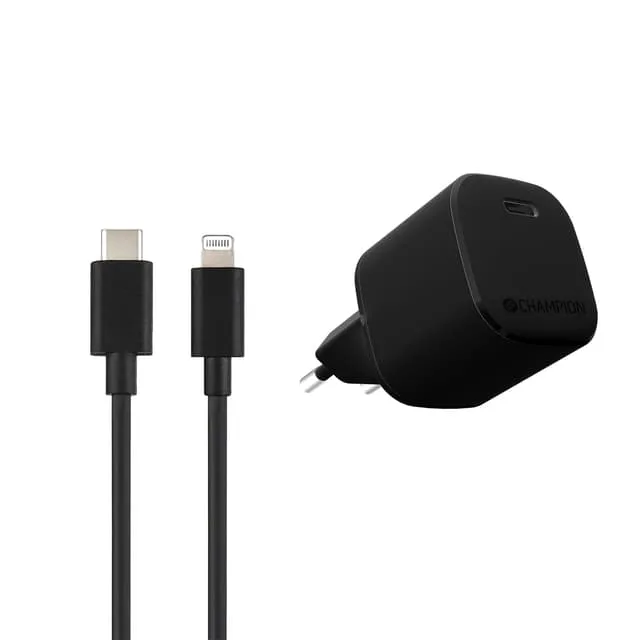 Champion Laddare 20W + USB-C till Lightning