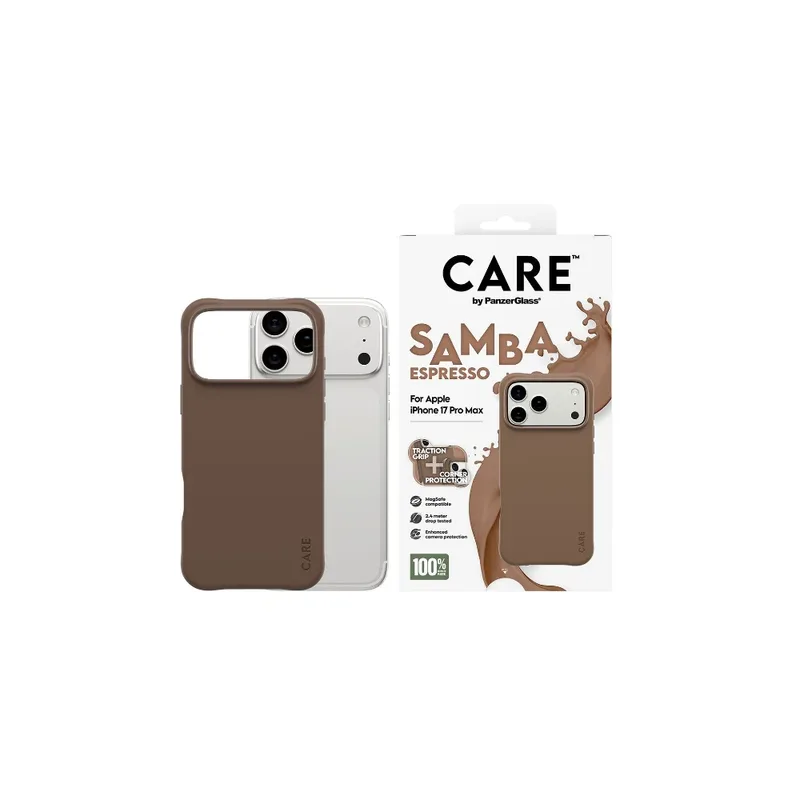 CARE by PanzerGlass Samba mobilskal med MagSafe för iPhone 17 Pro Max, espresso