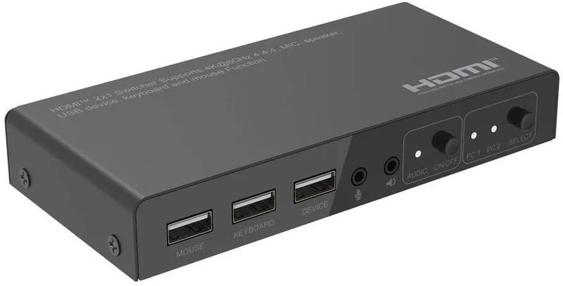 MicroConnect MC-HDMIKVM0201-4K KVM-switch, 2-vägs, HDMI 4K@60Hz