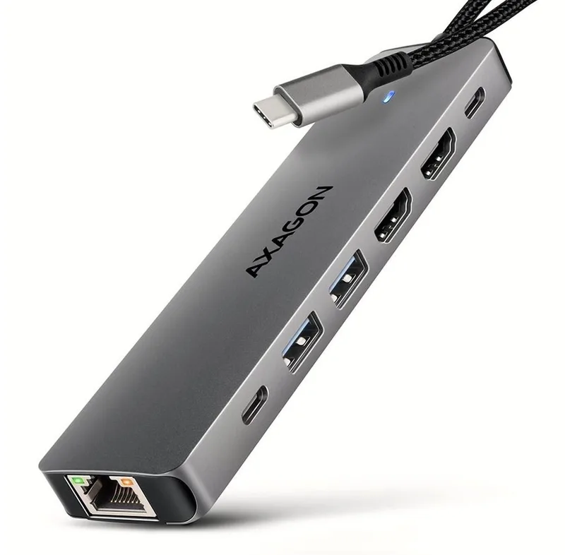 HMC-7HX2 USB hub 7in1 5Gbps 2xHDMI GLAN USB-C