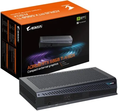 Gigabyte GeForce RTX 5060 Ti AORUS AI BOX, extern GPU, 16 GB GDDR7, HDMI/3xDP/2xTB5/2xUSB-A/LAN
