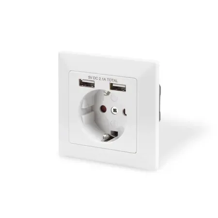 DIGITUS - eluttag - 1 eluttag, 2 USB-uttag