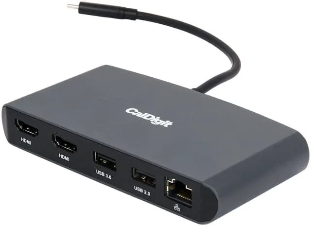 CalDigit Mini Dock Thunderbolt 3 dockningstation 2xHDMI 4K60Hz 1xRJ45 Gigabit 1xUSB3.0 5Gbps 1xUSB 2.0 480Mbps aluminium Dual HDMI