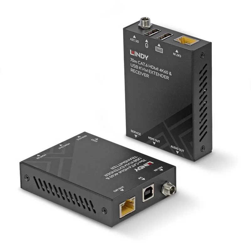 Lindy 39383 HDMI-förlängare över Cat6, sändare och mottagare, 70 m