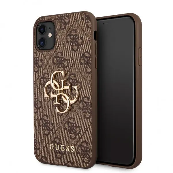 Guess iPhone 11 Skal Metal Logo Brun