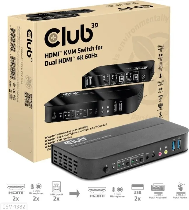 Club 3D CSV-1382 KVM-switch HDMI