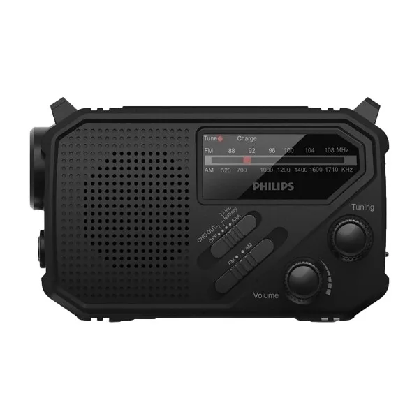 Philips TAR1609/00 bärbar FM/AM-vevradio och ficklampa, svart