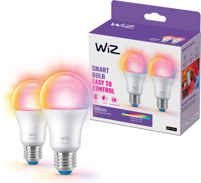 WiZ Wi-Fi RGB 60W A60 E27 - 2 pack