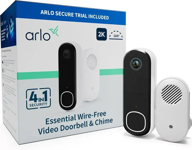 Arlo Essential 2 Video Doorbell 2K With Chime