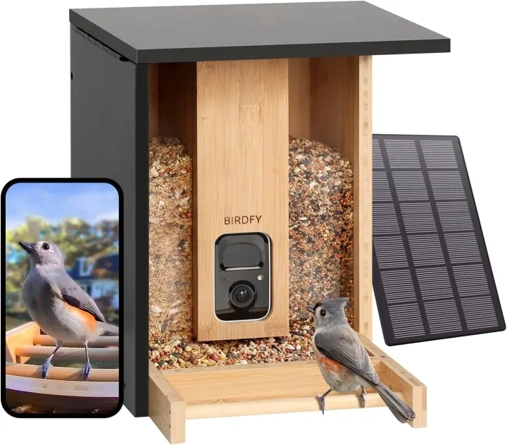 Birdfy Matare Bamboo med AI-driven fågeligenkänning + solpanel