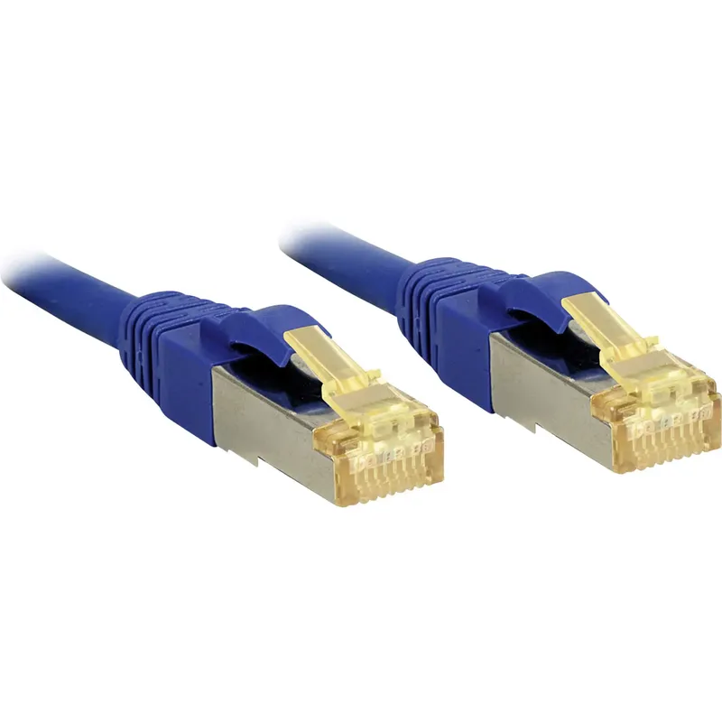 LINDY 47277 RJ45 Nätverkkabel, Patchkabel CAT 6a (råkabel CAT 7) S/FTP 1.00 m Blå med låsskydd 1 st