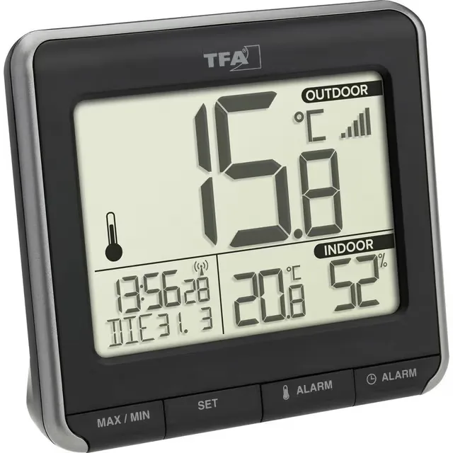 TFA Dostmann PRIO Trådlös digital termometer Svart, Vit