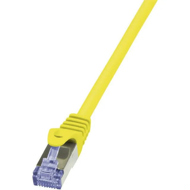 LogiLink CQ3067S RJ45 Nätverkkabel, Patchkabel CAT 6A S/FTP 3.00 m Gul Flamskyddsmedel, med låsskydd 1 st