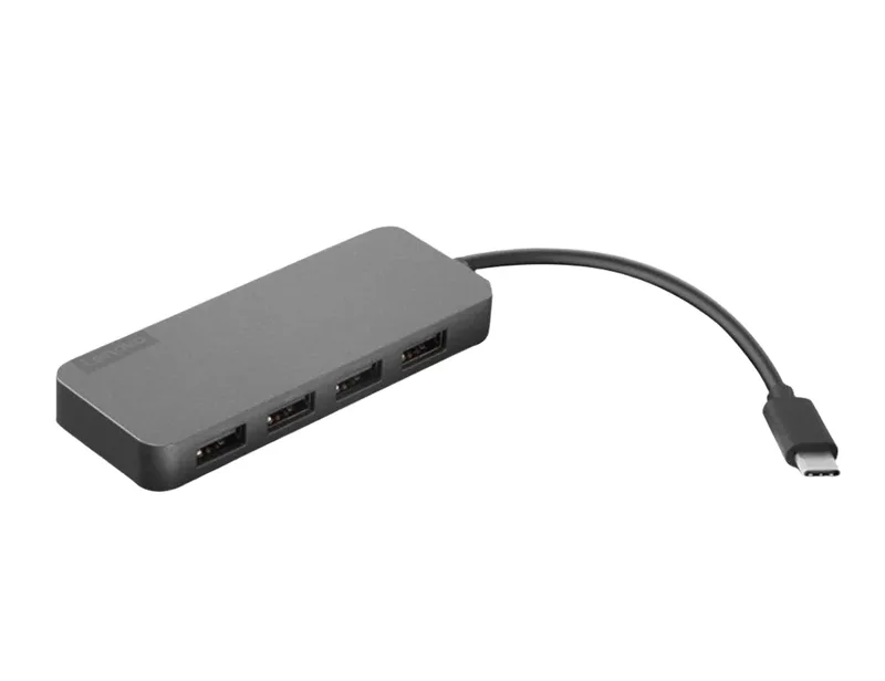 Lenovo USB-C till 4-ports USB-A-hubb, 4 x USB 3.0 + 1 x USB-C, skrivbordsmodell