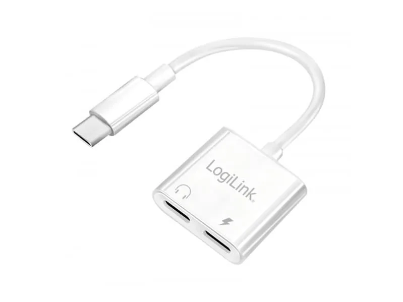 LogiLink USB-C-adapter med 1 x ljudport, 1 x USB-C PD 60W Vit