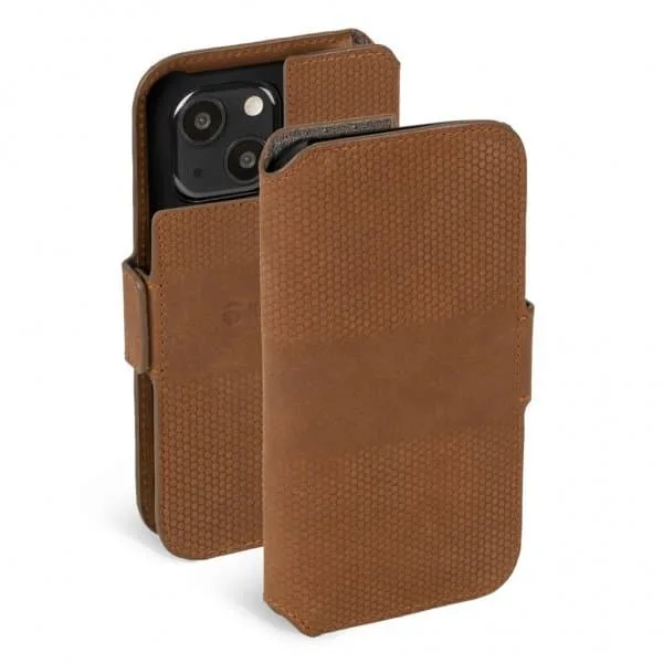 Krusell Leather Phone Wallet iPhone 13 Cognac