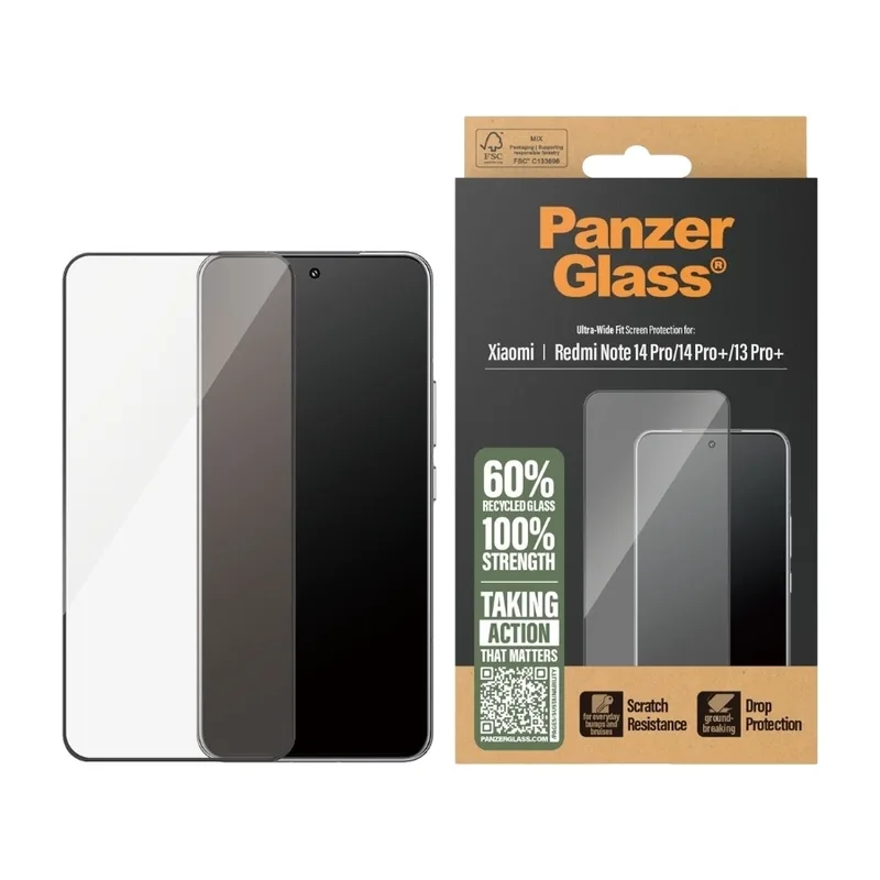 PanzerGlass Xiaomi Redmi Note 14 Pro/14 skärmskydd Ultra-Wide Fit