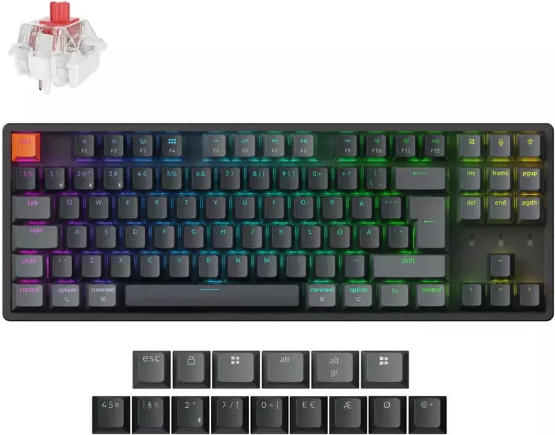 Keychron K8v2 RGB tangentbord i aluminium, hot swap, QMK