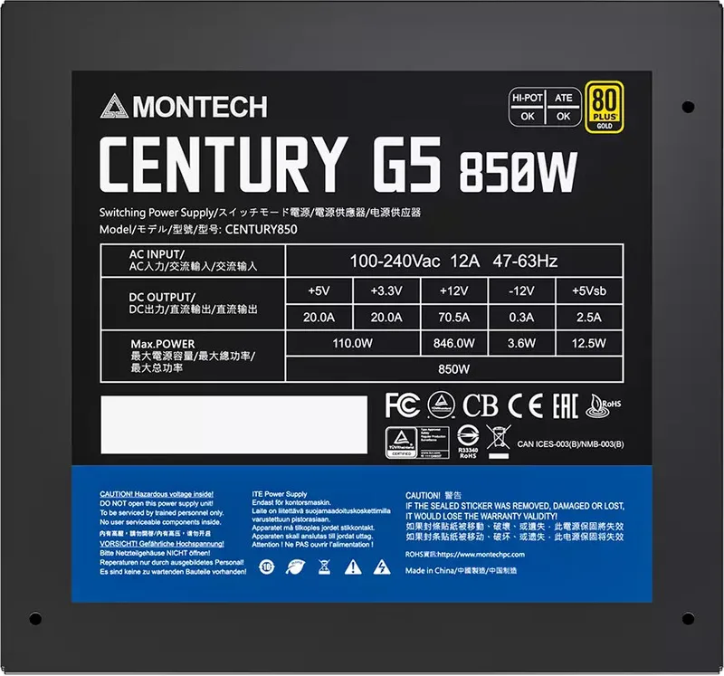 Montech CENTURY GOLD G5 850W, ATX 3.0