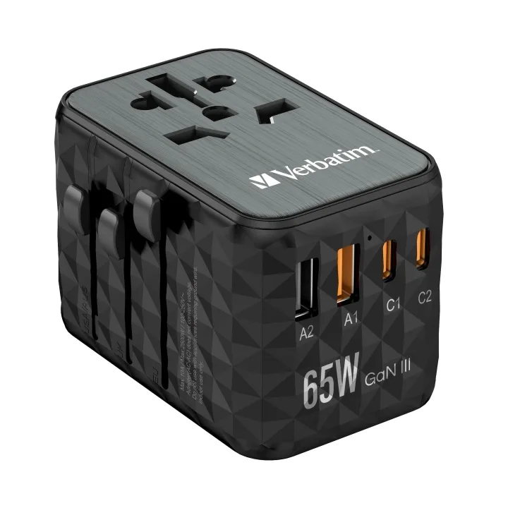 Verbatim 32120 universell reseadapter GaN, 65 W