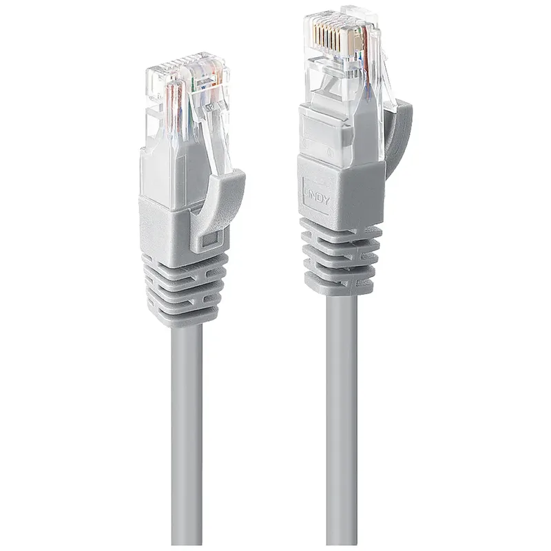 LINDY 48008 RJ45 Nätverkkabel, Patchkabel CAT 6 U/UTP 15.00 m Grå guldpläterad kontakt 1 st
