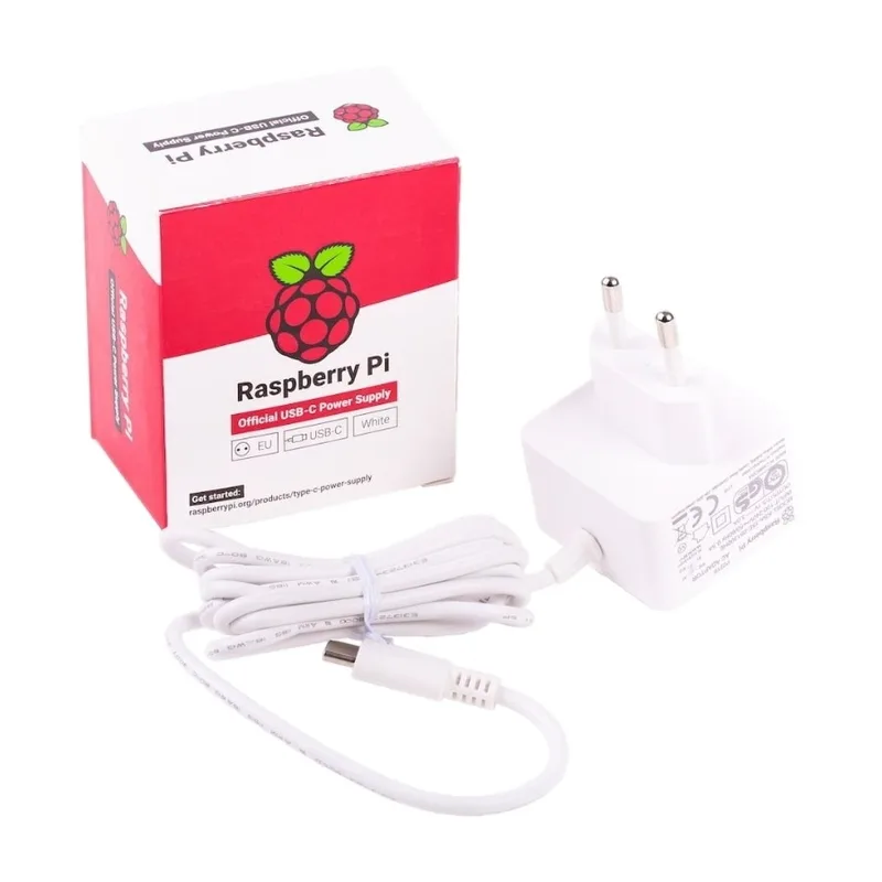 Raspberry Pi 4 USB-C strömadapter, vit