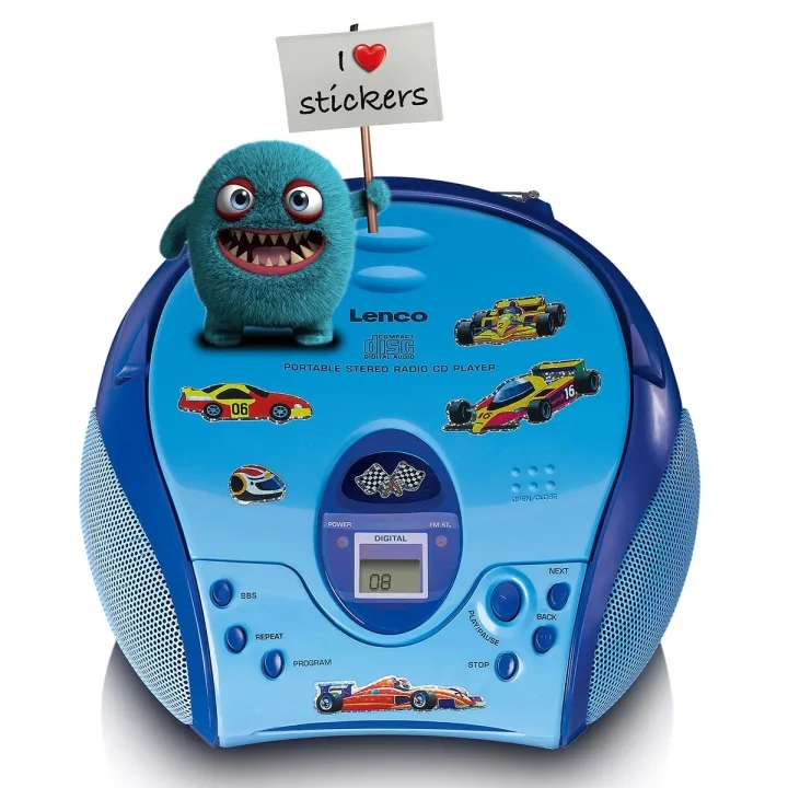 Lenco Boombox med CD-spelare FM-radio och klistermärken Blå