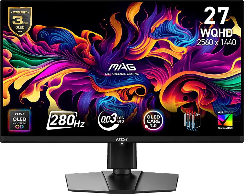 MSI MAG 271QP X28 27-tums QD-OLED-skärm, 2560 x 1440, 280 Hz