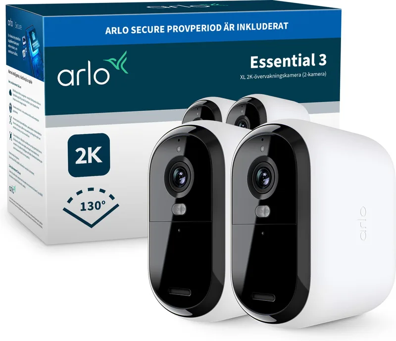 Arlo Essential 3 XL 2K övervakningskamera 2-pack