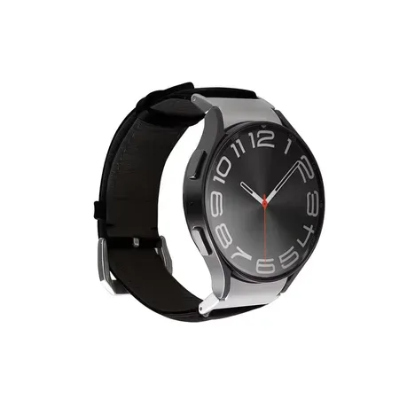 Galaxy Watch4/4 Classic/5/5 Pro/6/6 Classic/7 klockarmband i läder, svart