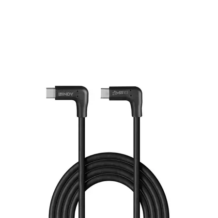 Lindy USB-C-kabel 1 m, USB 3.2 Gen 2, vinklad