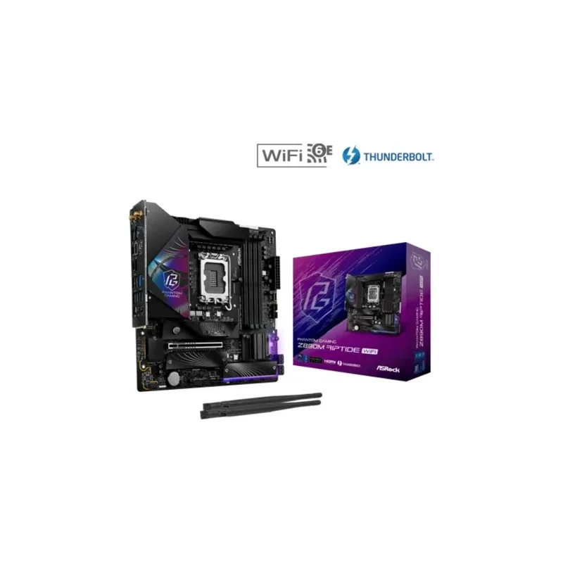 ASRock Phantom Gaming Z890M RIPTIDE WIFI moderkort, micro ATX, LGA1851