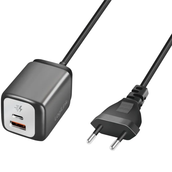 LogiLink Laddare 30W PD/QC3 1,5m fast kabel Svart