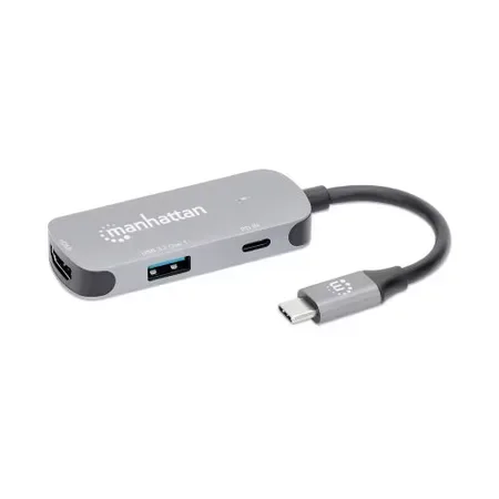 Manhattan 130707 dockingstation Ledningsført USB 3.2 Gen 1 (3.1 Gen 1) Type-C Aluminium