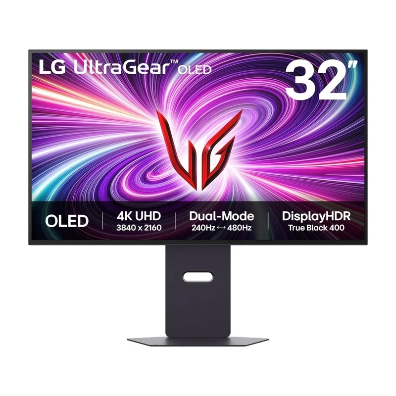 32" LG UltraGear 32GS95UV, OLED 4K/3840x2160, 0,03 ms, 240Hz G-Sync, HDR10, höjdjusterbar, 2xHDMI/DP, högtalare, USB 3.2-hubb
