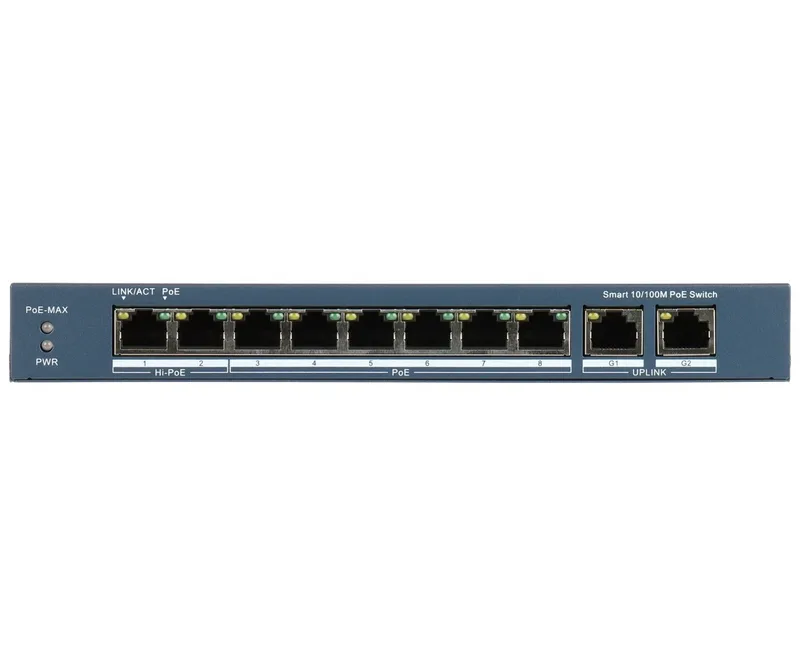 Hikvision DS-3E1310HP-EI(B) nätverksswitchar hanterad Fast Ethernet (10/100) Strömförsörjning via Ethernet (PoE) stöd Grå
