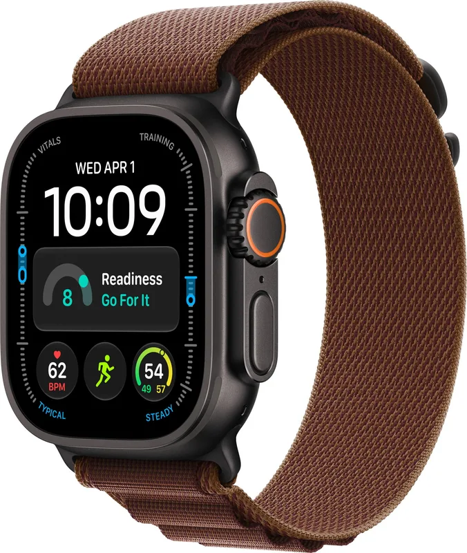 Apple Watch Ultra 4 GPS + LTE 49mm Black Titanium Case with Burgundy Alpine Loop – S
