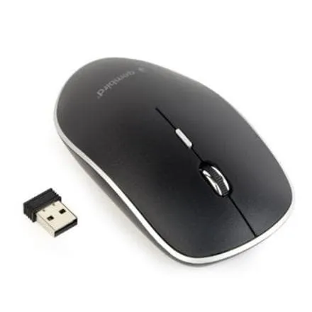 Gembird - Mus - optisk - 4 knappar - trådlös - 2.4 GHz - trådlös USB-mottagare - svart