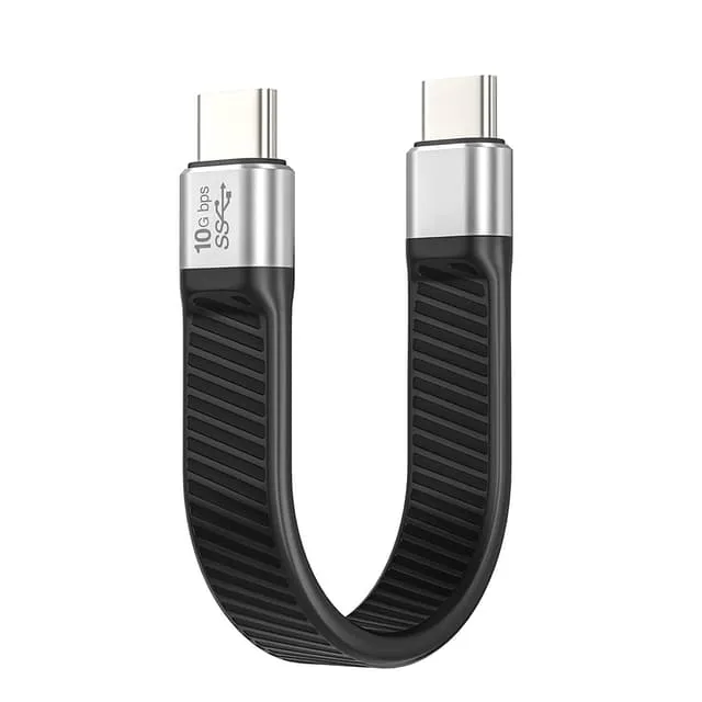 Nördic platt USB3.2 Gen2 USB-C till C-adapter, 10 Gbps, 5A, 100W, svart