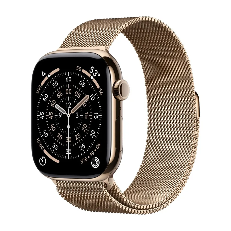 Apple Watch Series 11 GPS + Cellular 46mm Guld Titanboett med Guld Milanesisk loop