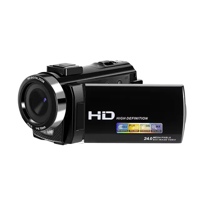 Videokamera 1080P/24MP/16x zoom och roterbar LCD-skärm