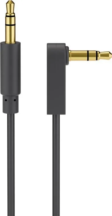 Ljudanslutningskabel AUX, 3,5 mm stereo 3-stift, smal, CU, vinklad