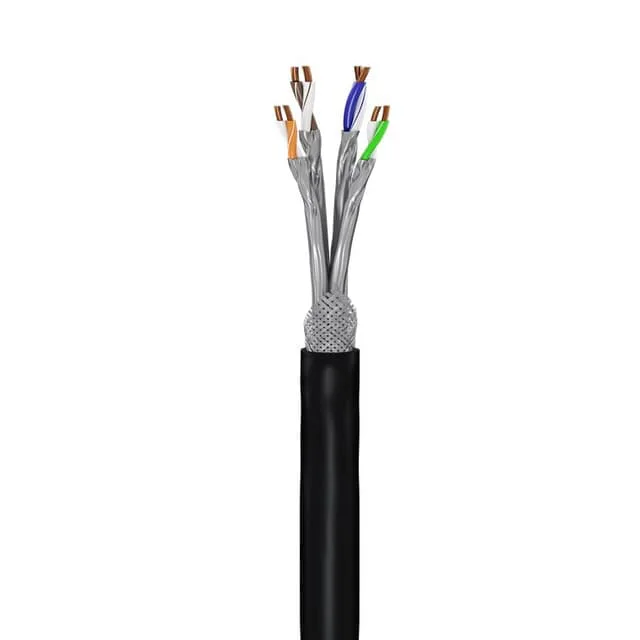 CAT 7 utomhusnätverkskabel, S/FTP (PiMF), svartsvart