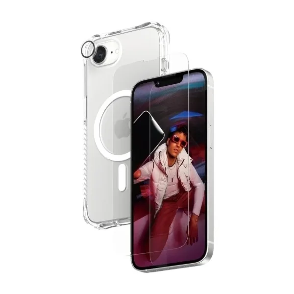 PanzerGlass Care iPhone 17e/16e 3-i-1 skyddspaket, transparent