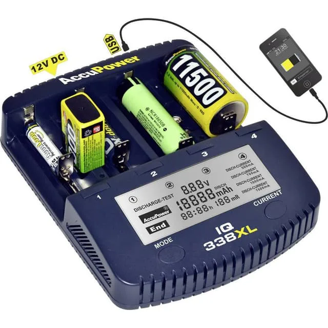 AccuPower IQ338XL Batteriladdare NiCd, NiMH, LiIon