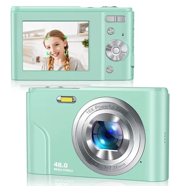 Digitalkamera 1080P, 48 megapixel, 16x zoom, grön